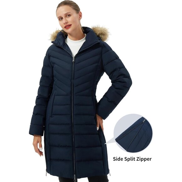 Women's Winter Coats Warm Thicken Long Puffer Jacket Waterproof Quilted Parka wi - Picture 2 of 6